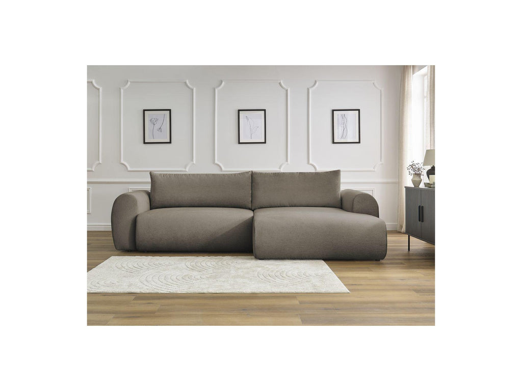 Lucien - Canapé D'Angle Convertible Coffre - Tissu Lisse - Angle Droit