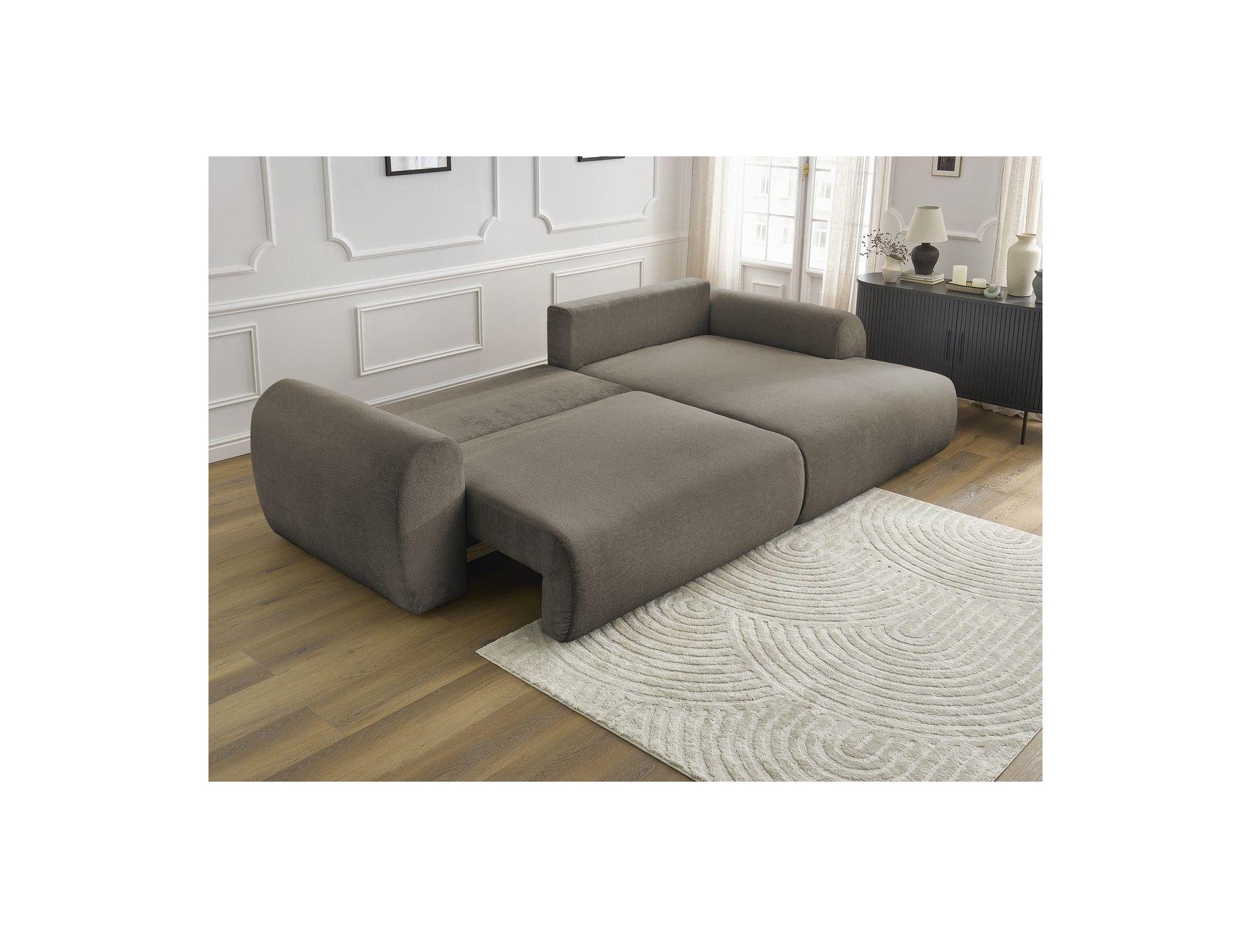 Lucien - Canapé D'Angle Convertible Coffre - Tissu Lisse - Angle Droit