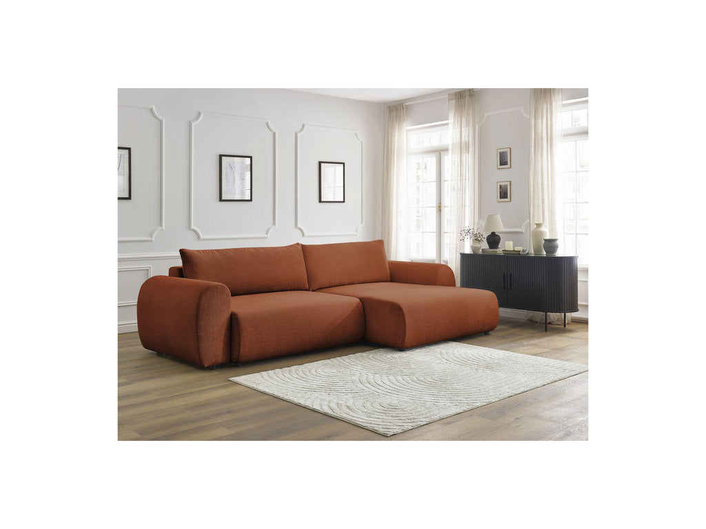 Lucien - Canapé D'Angle Convertible Coffre - Tissu Lisse - Angle Droit