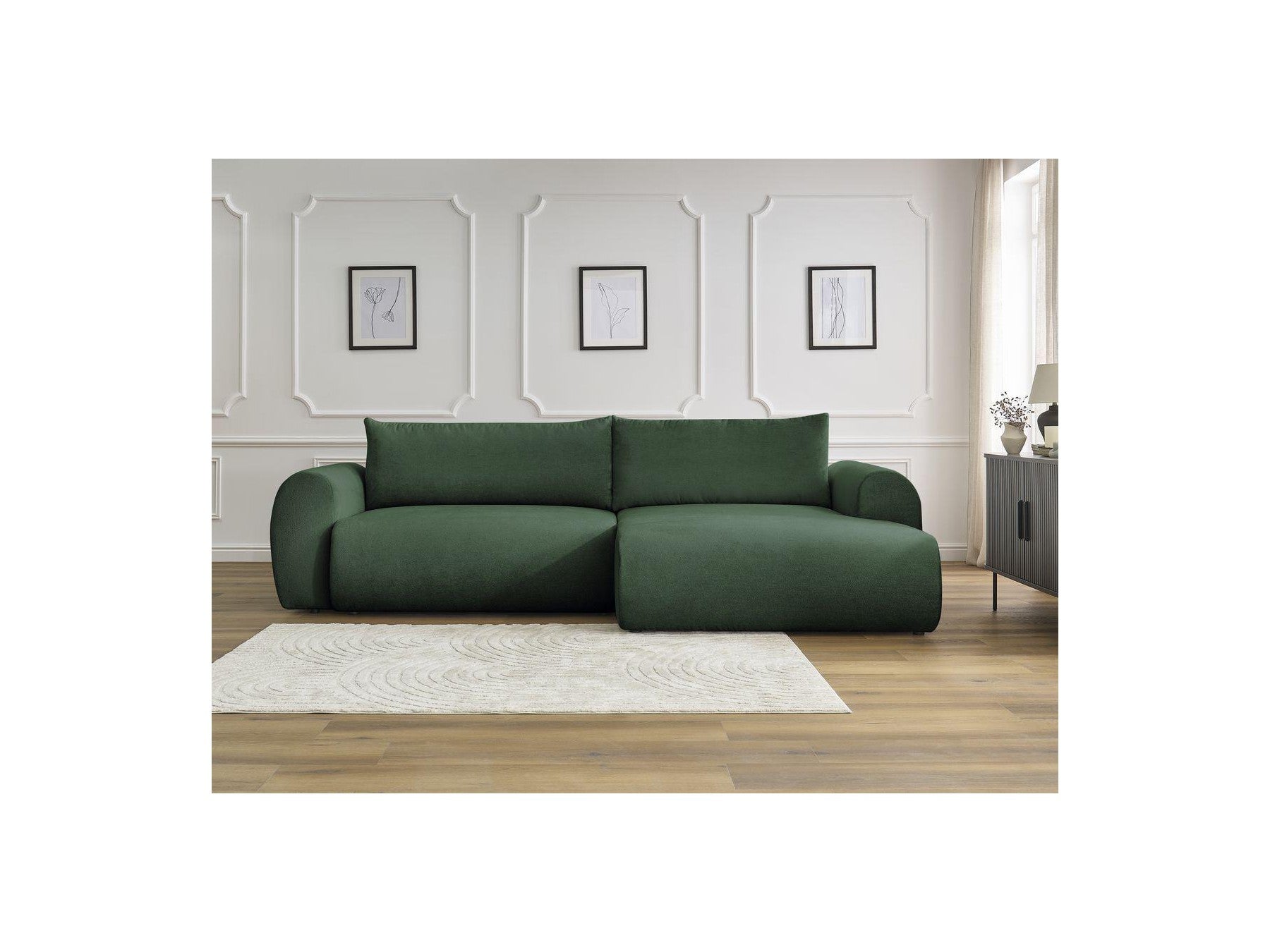 Lucien - Canapé D'Angle Convertible Coffre - Tissu Lisse - Angle Droit