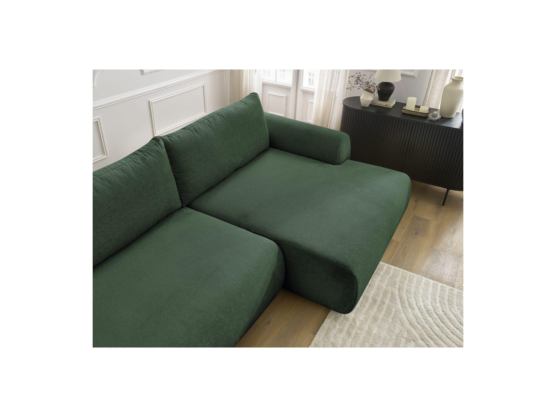 Lucien - Canapé D'Angle Convertible Coffre - Tissu Lisse - Angle Droit