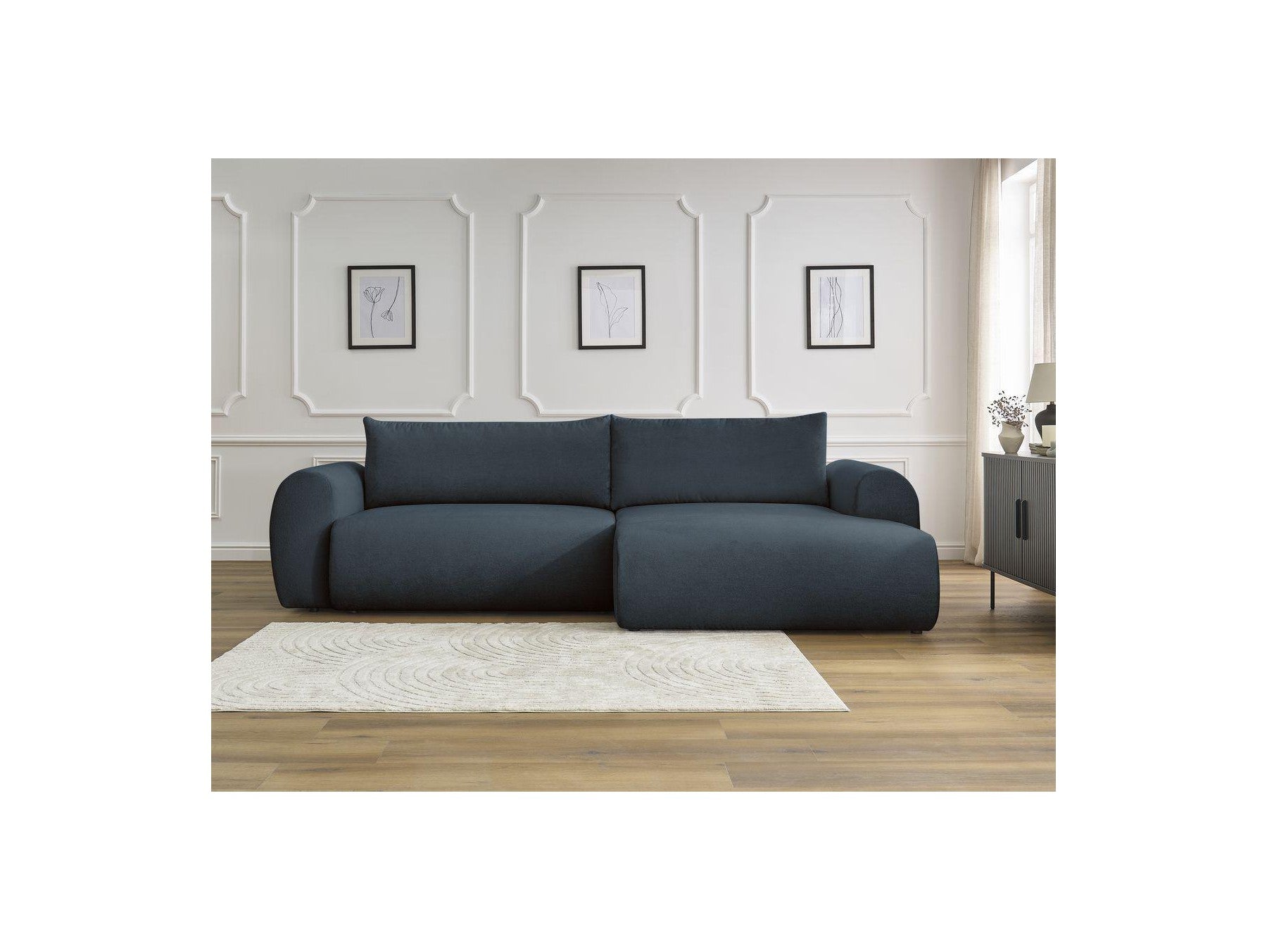 Lucien - Canapé D'Angle Convertible Coffre - Tissu Lisse - Angle Droit