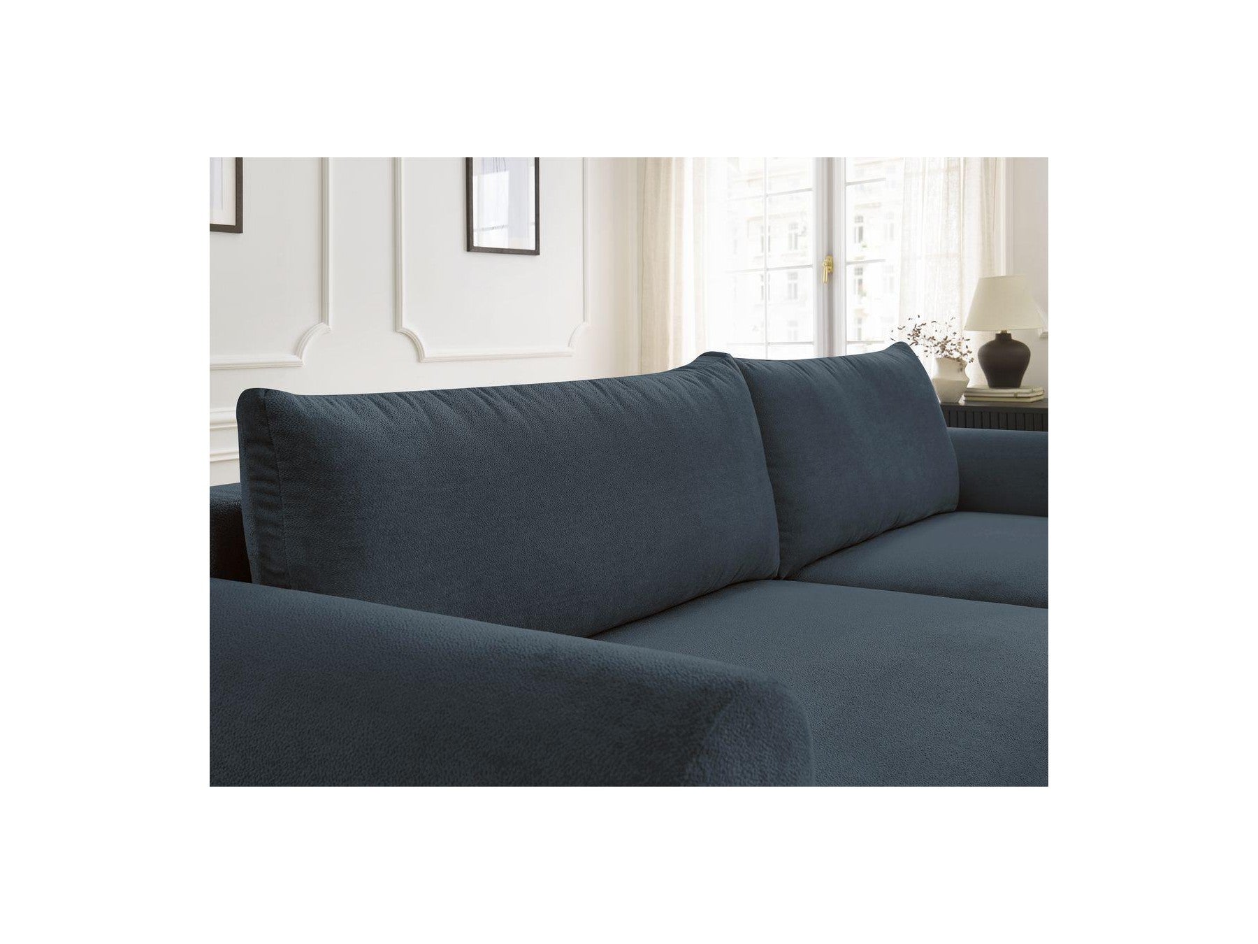 Lucien - Canapé D'Angle Convertible Coffre - Tissu Lisse - Angle Droit