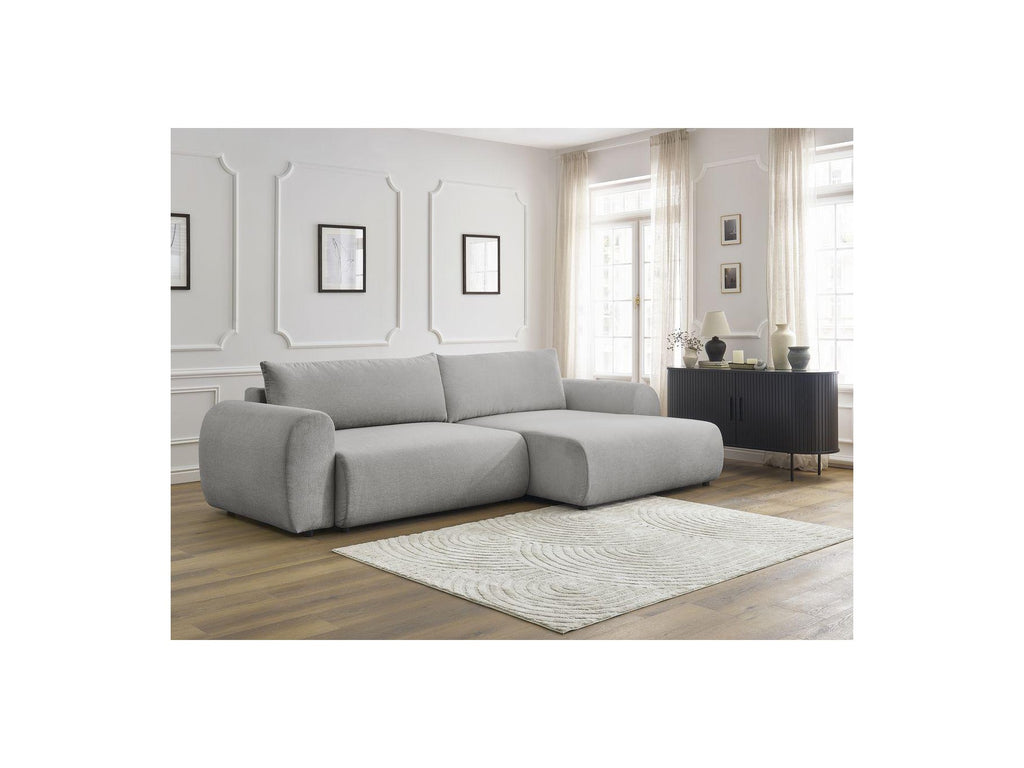 Lucien - Canapé D'Angle Convertible Coffre - Tissu Lisse - Angle Droit