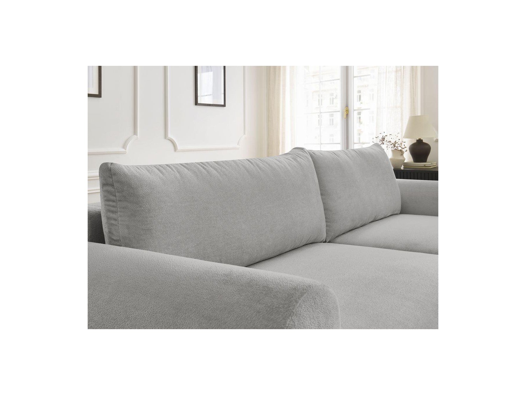 Lucien - Canapé D'Angle Convertible Coffre - Tissu Lisse - Angle Droit