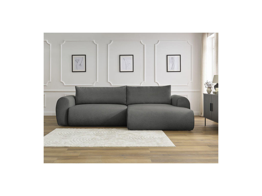 Lucien - Canapé D'Angle Convertible Coffre - Tissu Lisse - Angle Droit