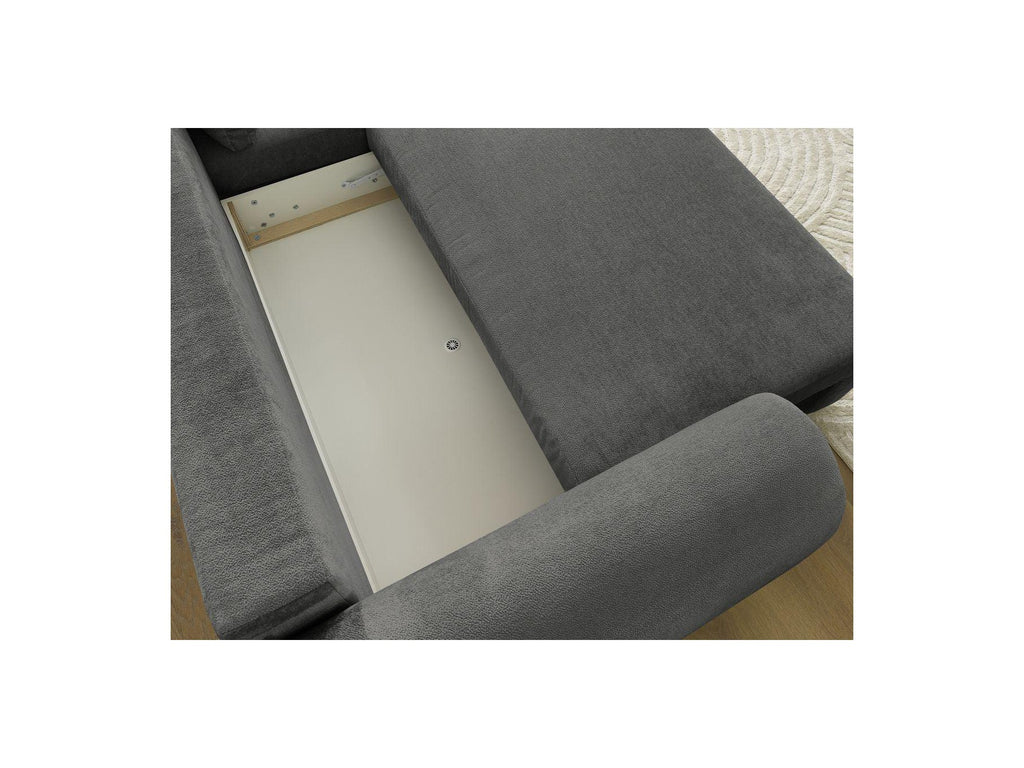 Lucien - Canapé D'Angle Convertible Coffre - Tissu Lisse - Angle Droit