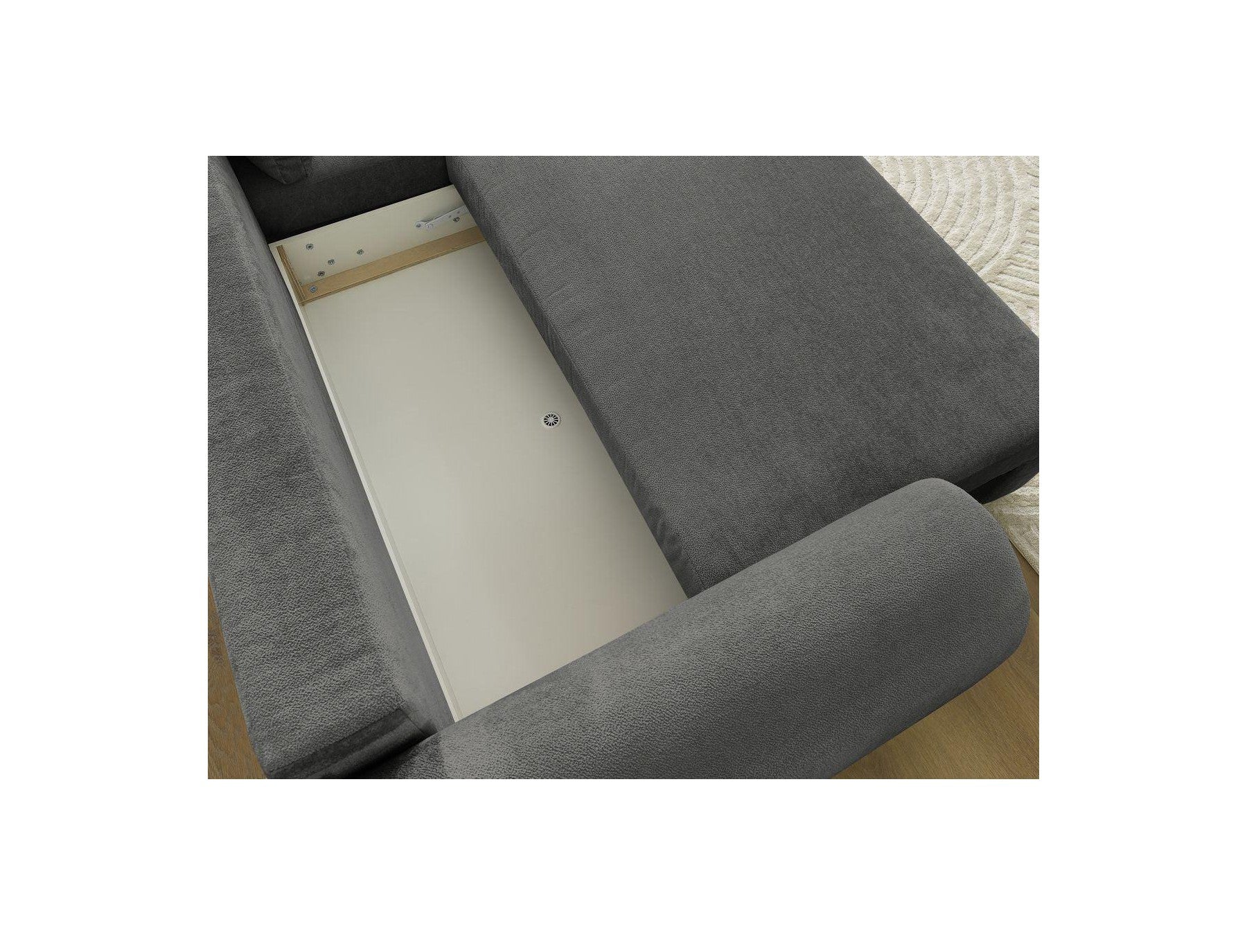 Lucien - Canapé D'Angle Convertible Coffre - Tissu Lisse - Angle Droit