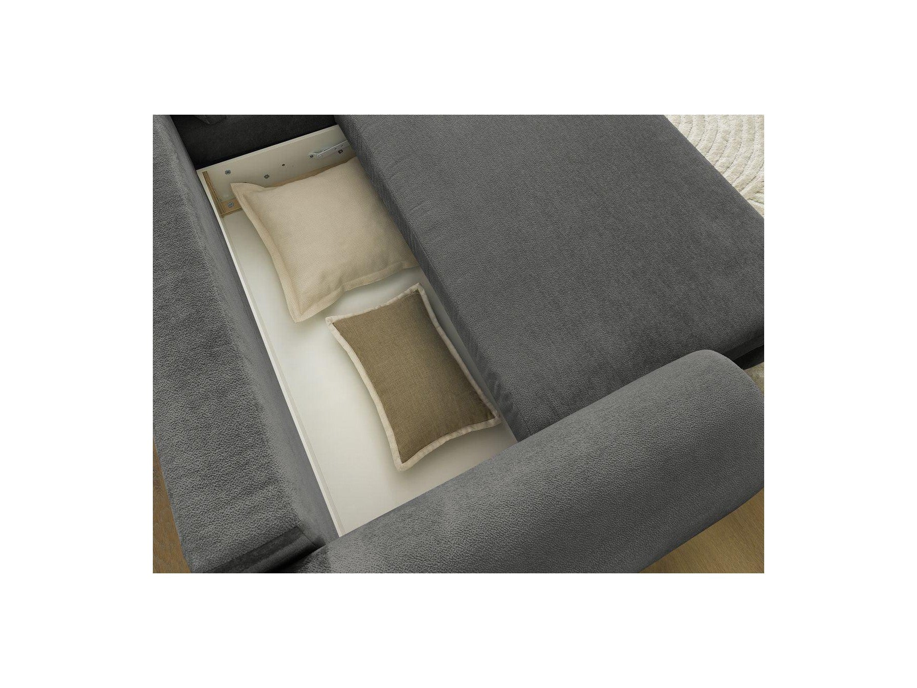 Lucien - Canapé D'Angle Convertible Coffre - Tissu Lisse - Angle Droit