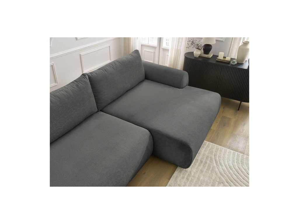 Lucien - Canapé D'Angle Convertible Coffre - Tissu Lisse - Angle Droit