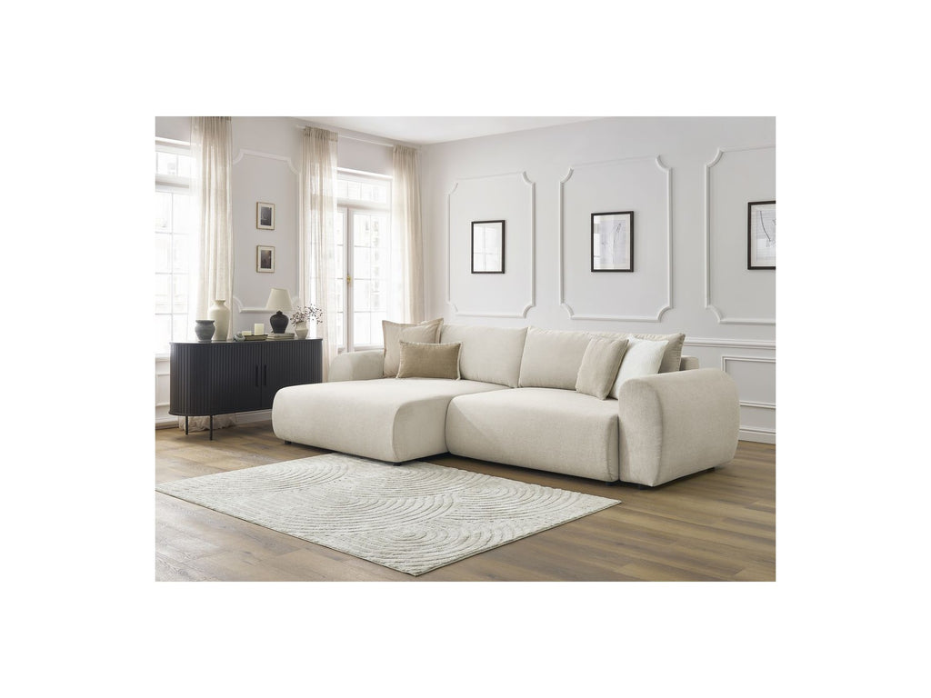 Lucien - Convertible Corner Sofa Bed with Storage - Smooth Fabric - Left-Hand Corner