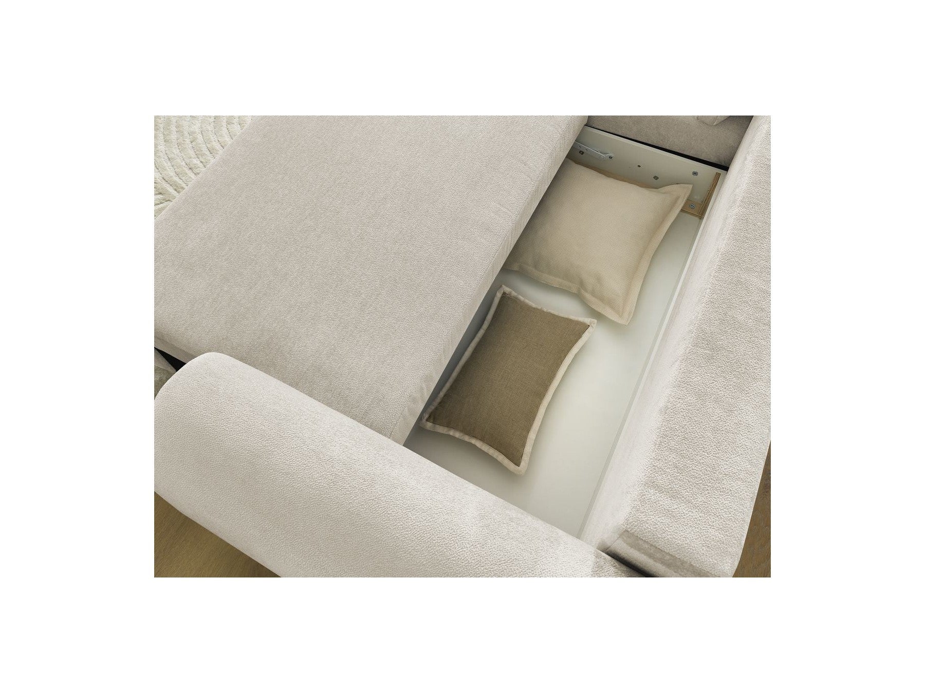 Lucien - Convertible Corner Sofa Bed with Storage - Smooth Fabric - Left-Hand Corner