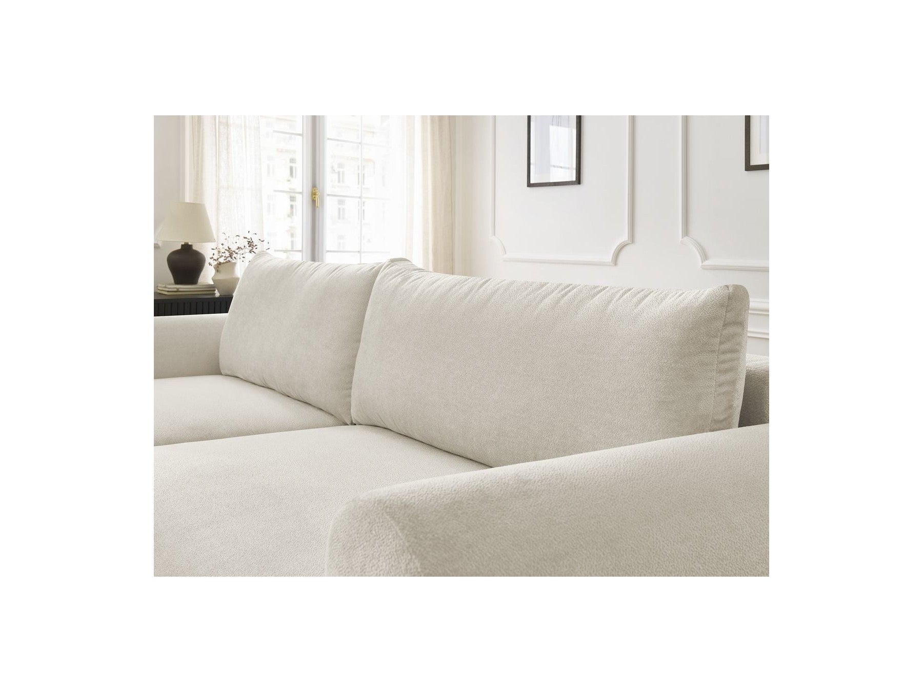 Lucien - Convertible Corner Sofa Bed with Storage - Smooth Fabric - Left-Hand Corner