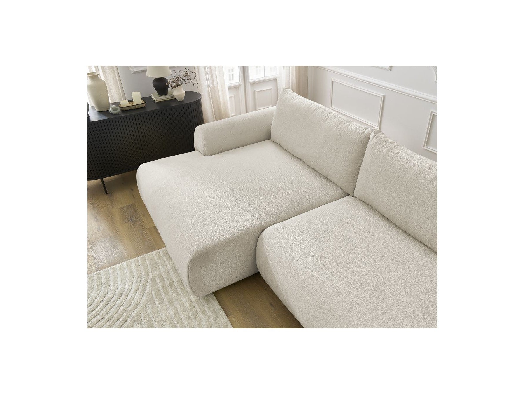 Lucien - Convertible Corner Sofa Bed with Storage - Smooth Fabric - Left-Hand Corner