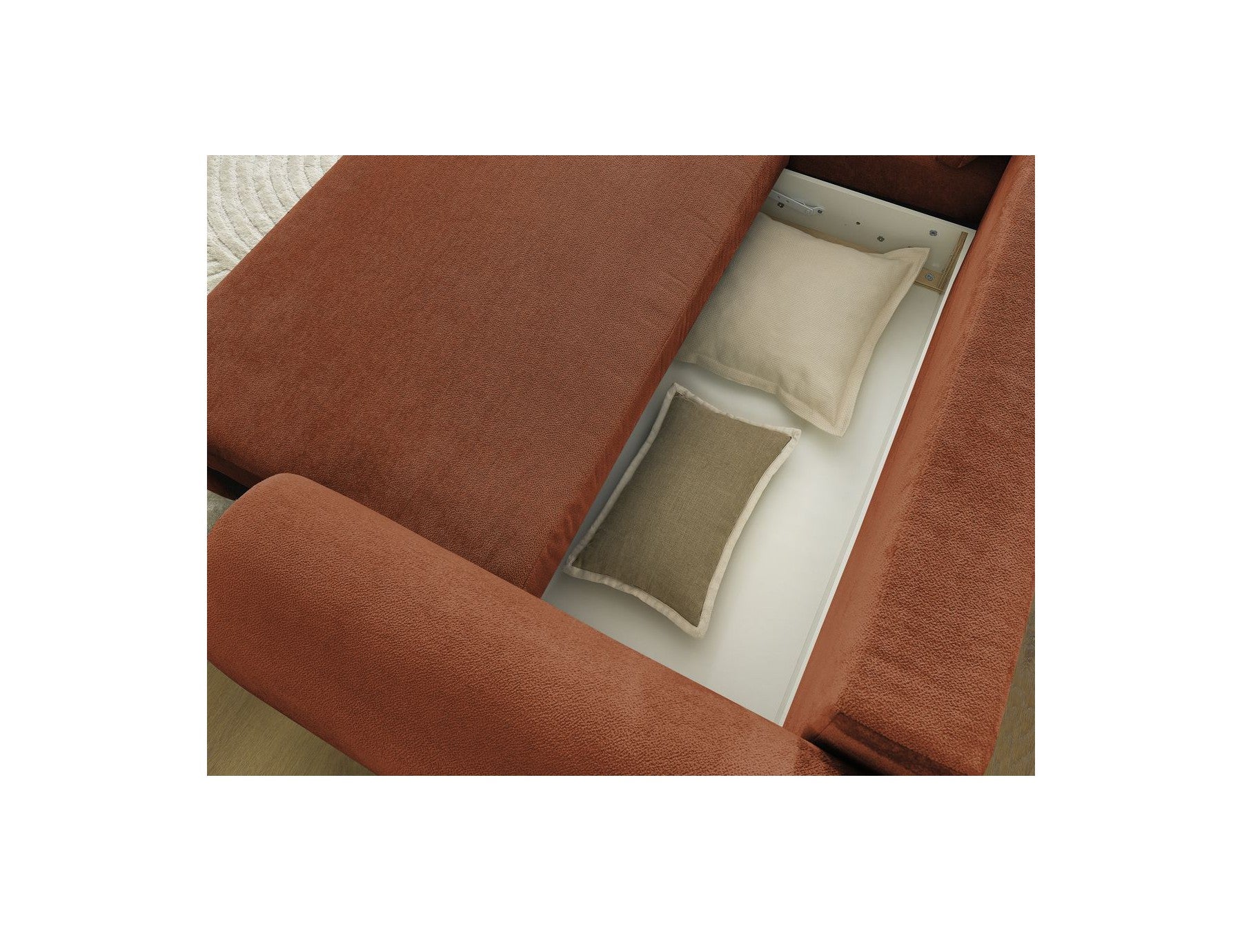 Lucien - Convertible Corner Sofa Bed with Storage - Smooth Fabric - Left-Hand Corner