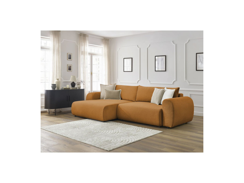 Lucien - Convertible Corner Sofa Bed with Storage - Smooth Fabric - Left-Hand Corner