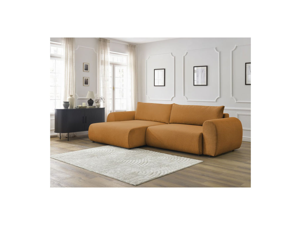 Lucien - Convertible Corner Sofa Bed with Storage - Smooth Fabric - Left-Hand Corner