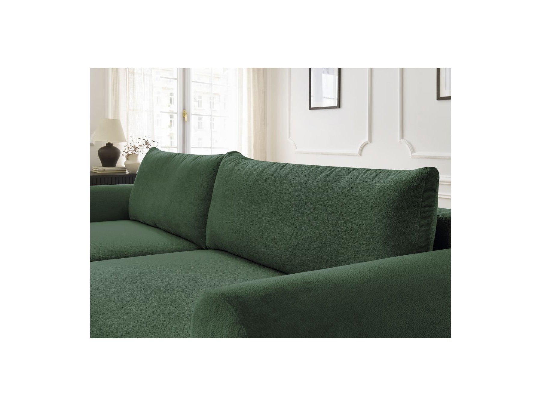 Lucien - Convertible Corner Sofa Bed with Storage - Smooth Fabric - Left-Hand Corner