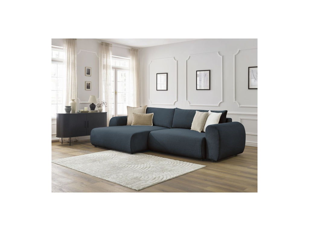 Lucien - Convertible Corner Sofa Bed with Storage - Smooth Fabric - Left-Hand Corner