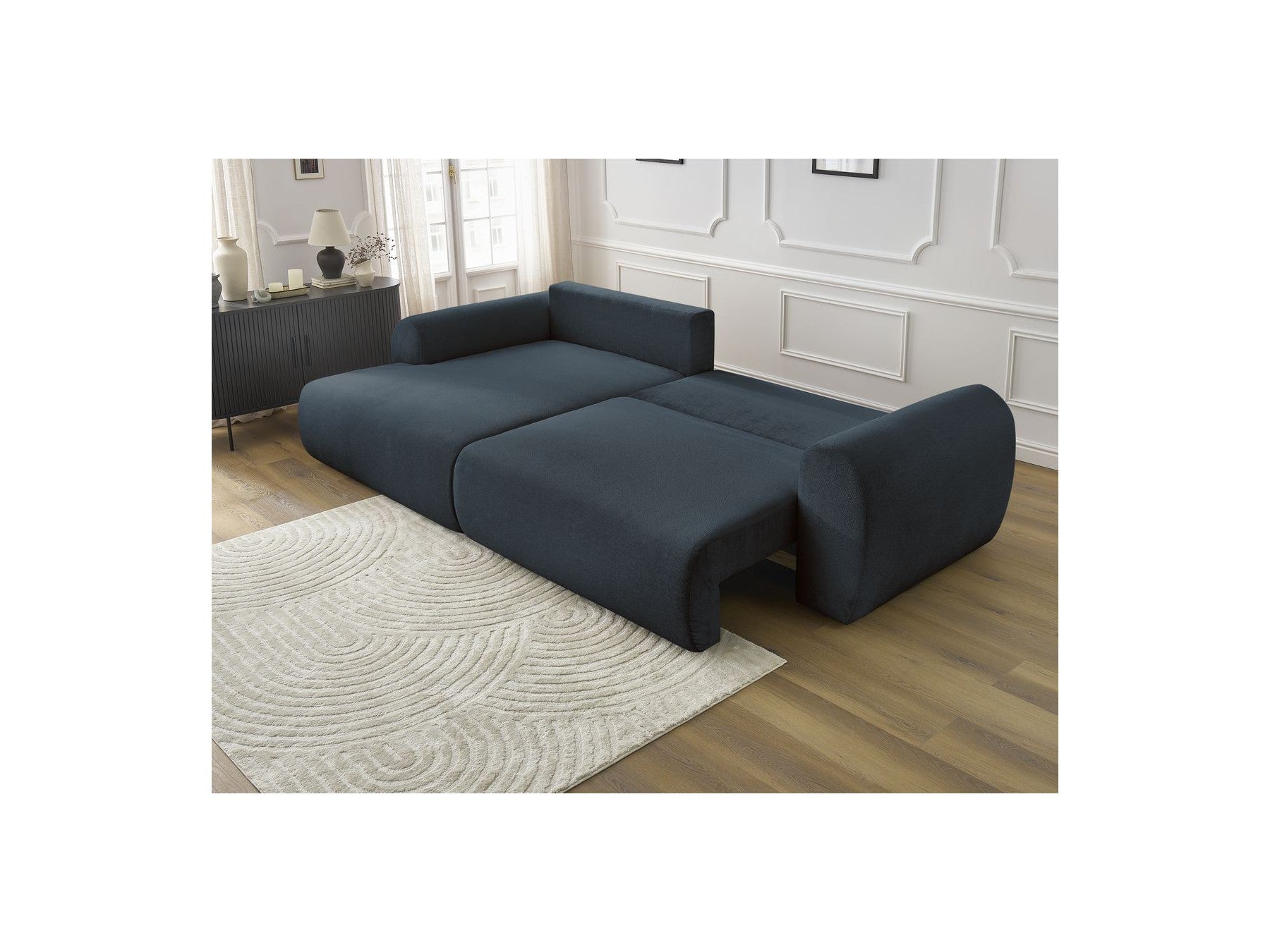 Lucien - Convertible Corner Sofa Bed with Storage - Smooth Fabric - Left-Hand Corner