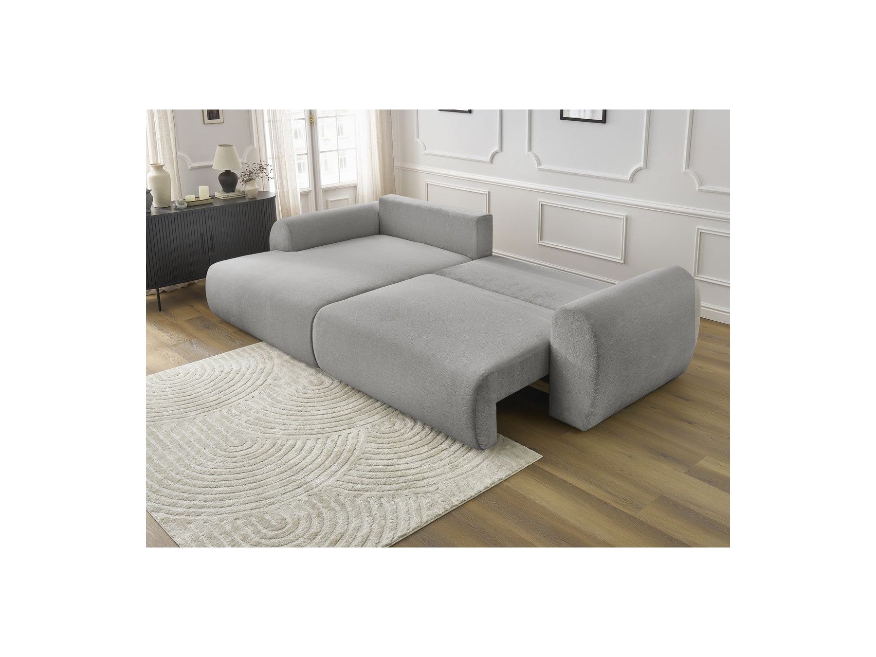 Lucien - Convertible Corner Sofa Bed with Storage - Smooth Fabric - Left-Hand Corner