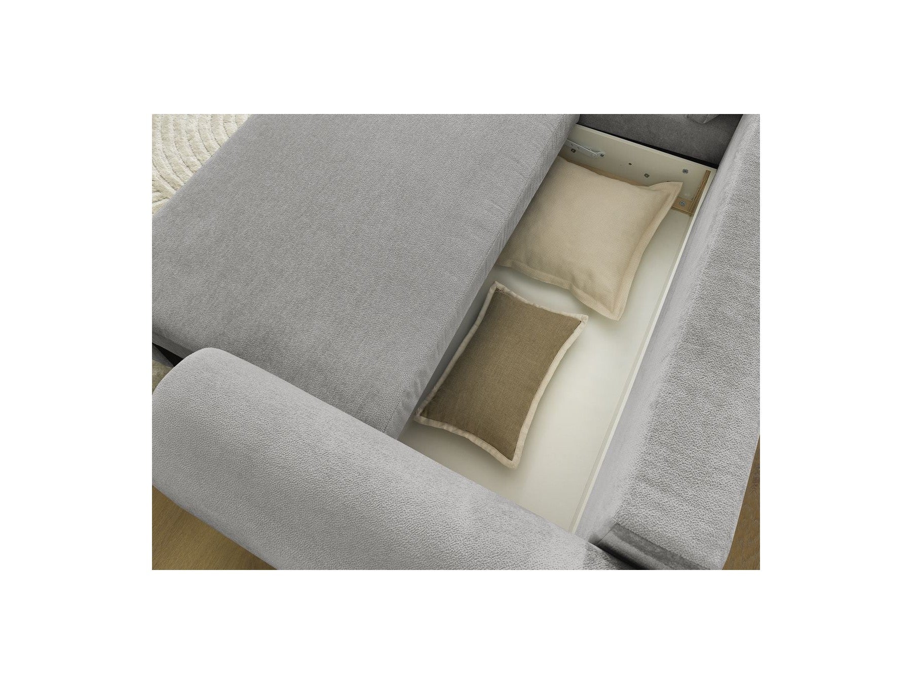 Lucien - Convertible Corner Sofa Bed with Storage - Smooth Fabric - Left-Hand Corner