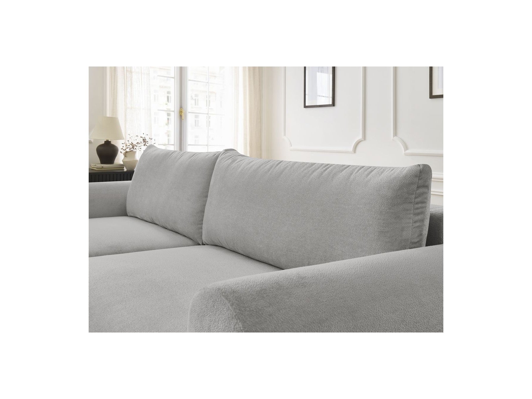 Lucien - Convertible Corner Sofa Bed with Storage - Smooth Fabric - Left-Hand Corner