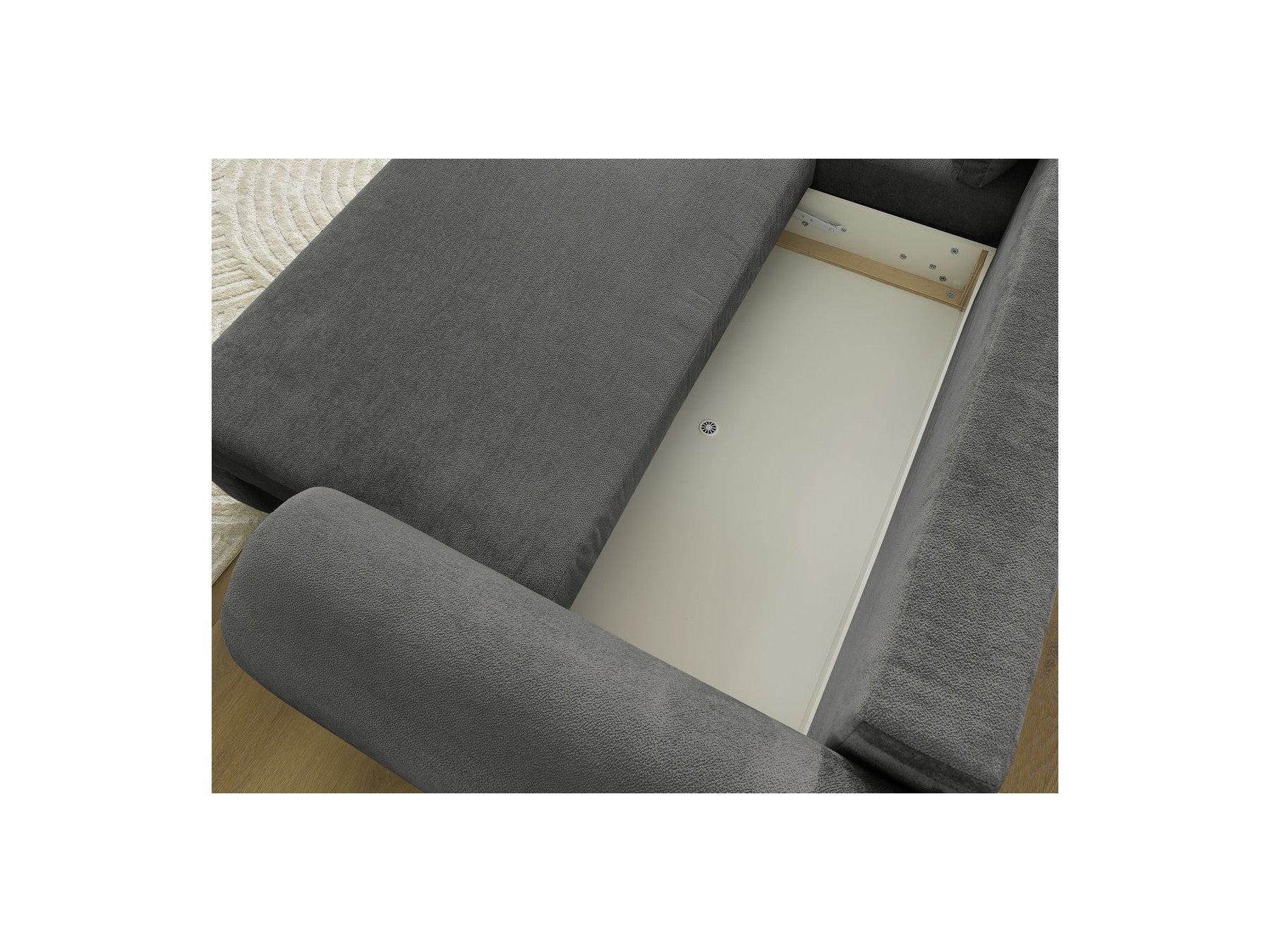 Lucien - Convertible Corner Sofa Bed with Storage - Smooth Fabric - Left-Hand Corner