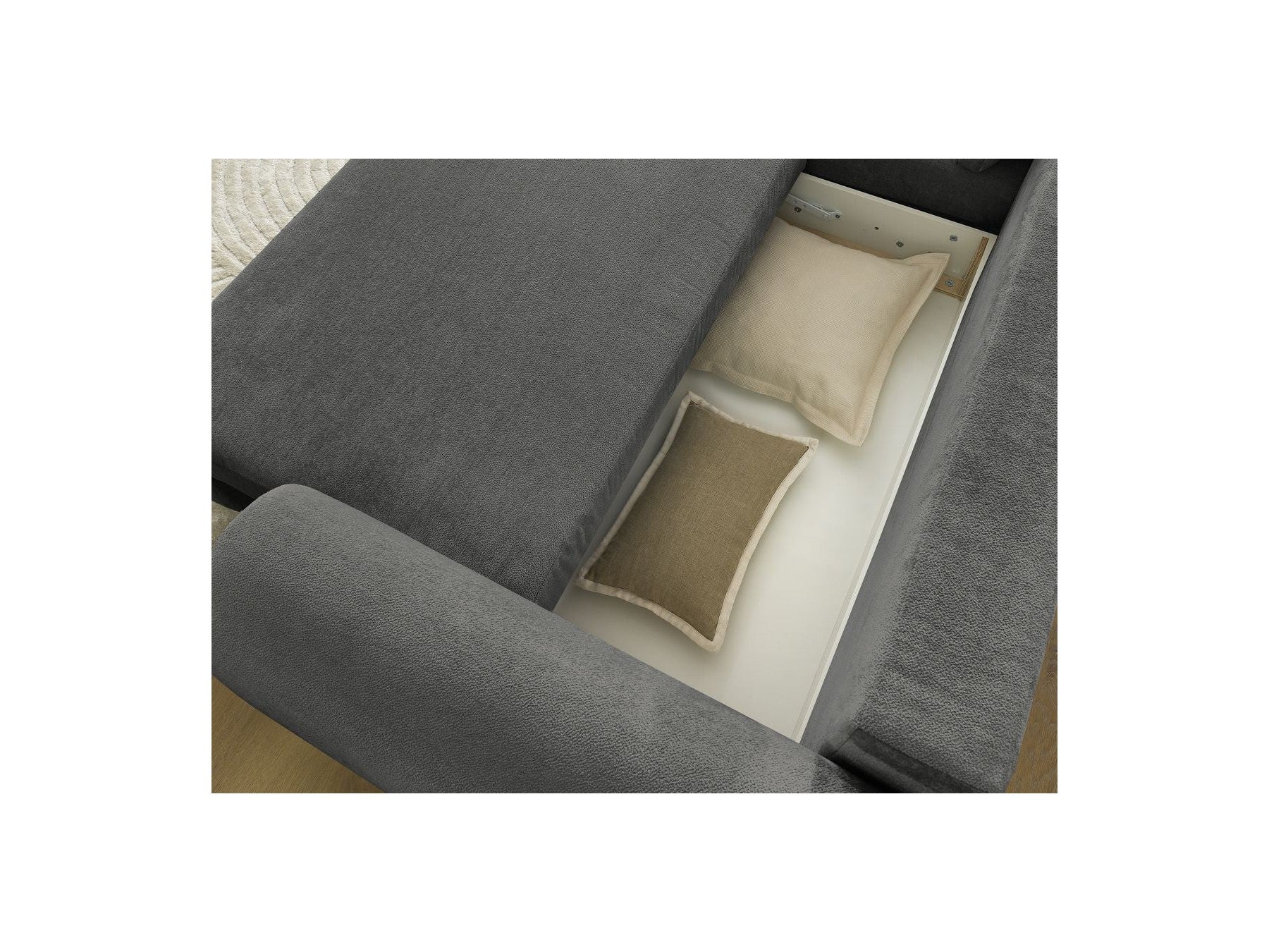 Lucien - Convertible Corner Sofa Bed with Storage - Smooth Fabric - Left-Hand Corner