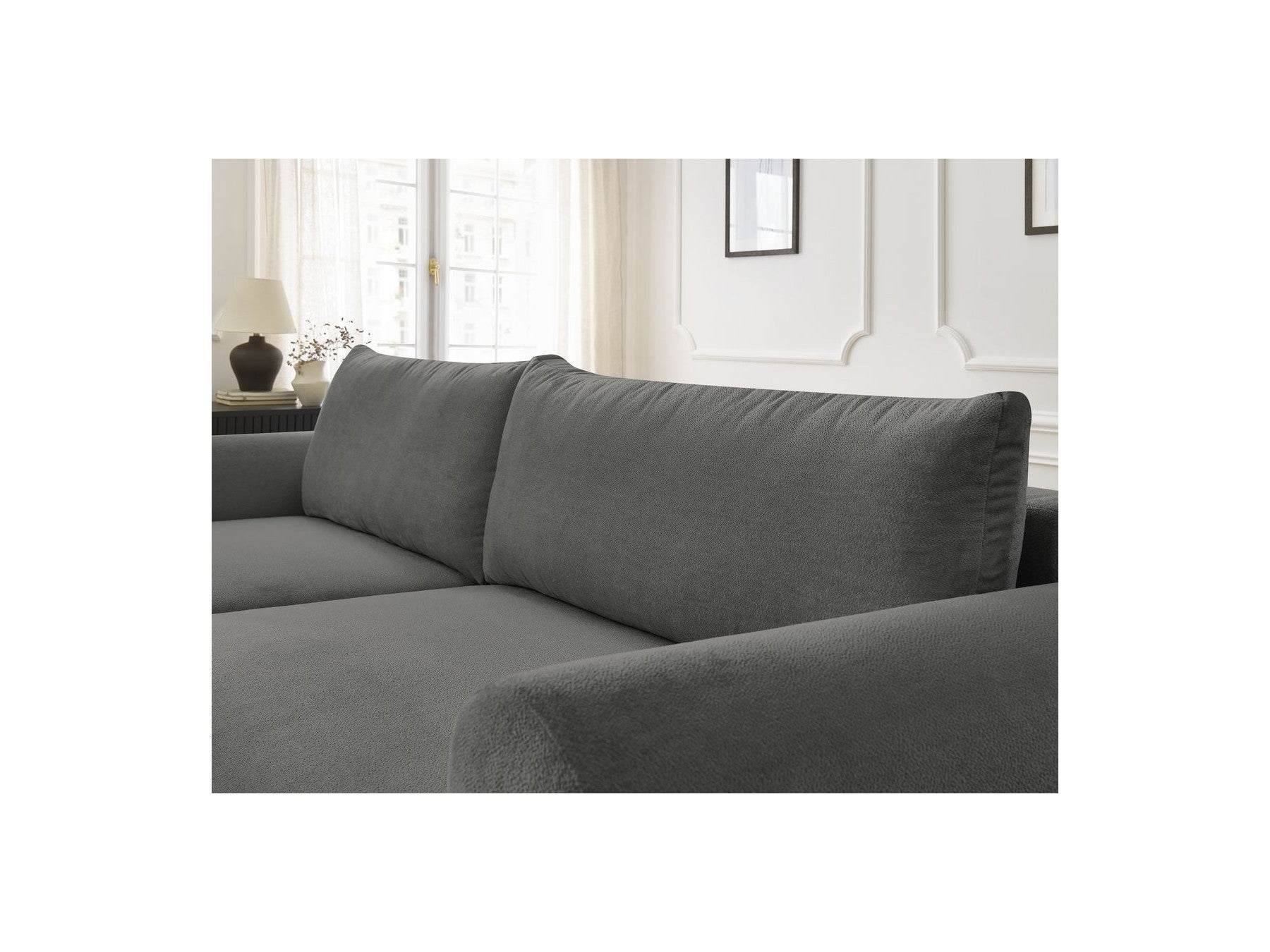 Lucien - Convertible Corner Sofa Bed with Storage - Smooth Fabric - Left-Hand Corner