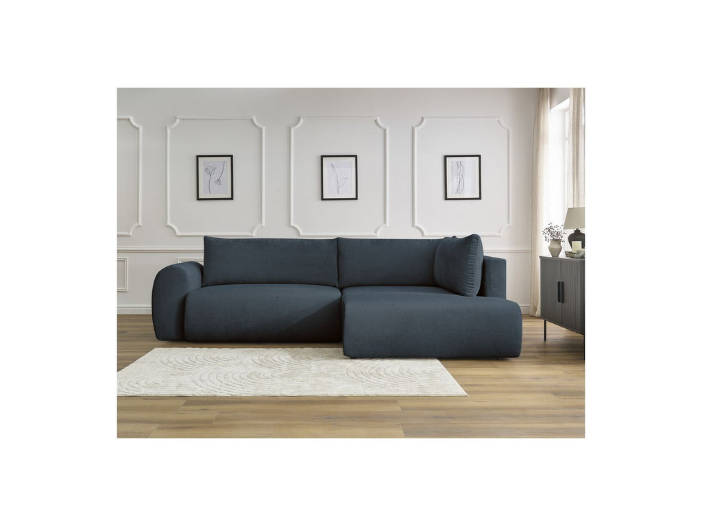 Lucien - Canapé D'Angle L Convertible Coffre - Tissu Lisse - Angle Droit