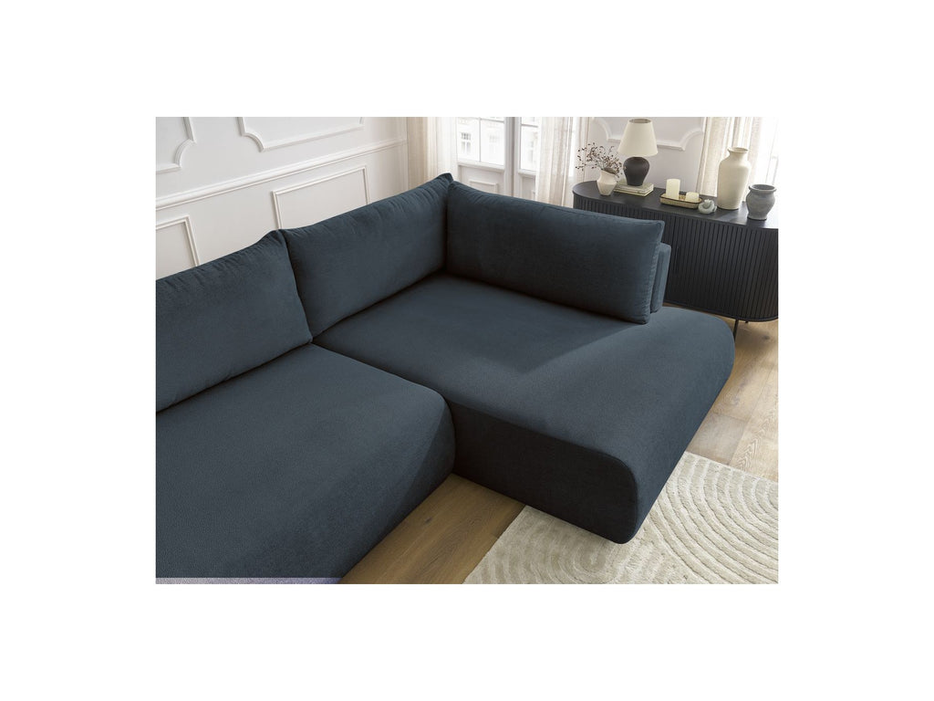 Lucien - Canapé D'Angle L Convertible Coffre - Tissu Lisse - Angle Droit