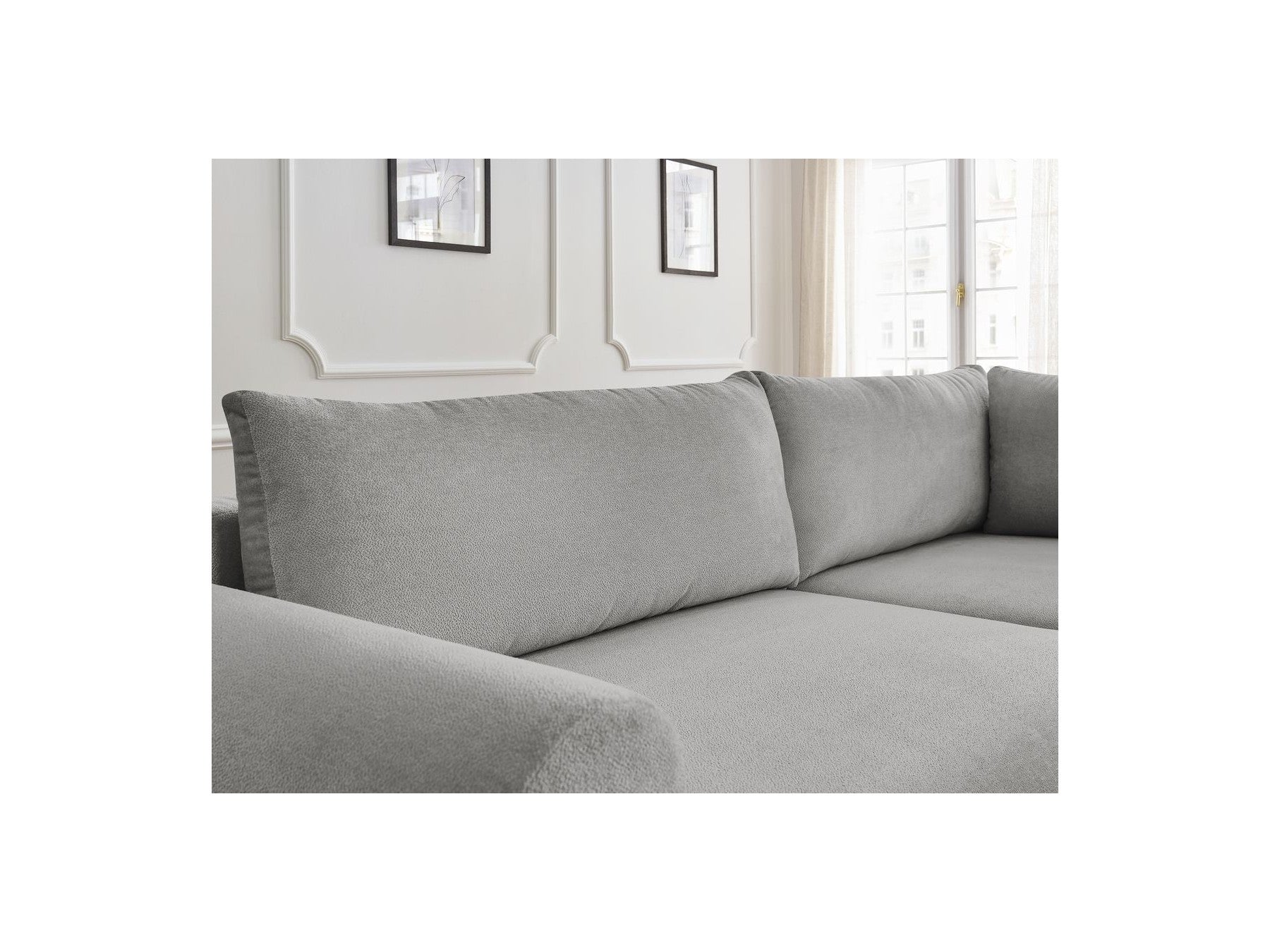 Lucien - Canapé D'Angle L Convertible Coffre - Tissu Lisse - Angle Droit