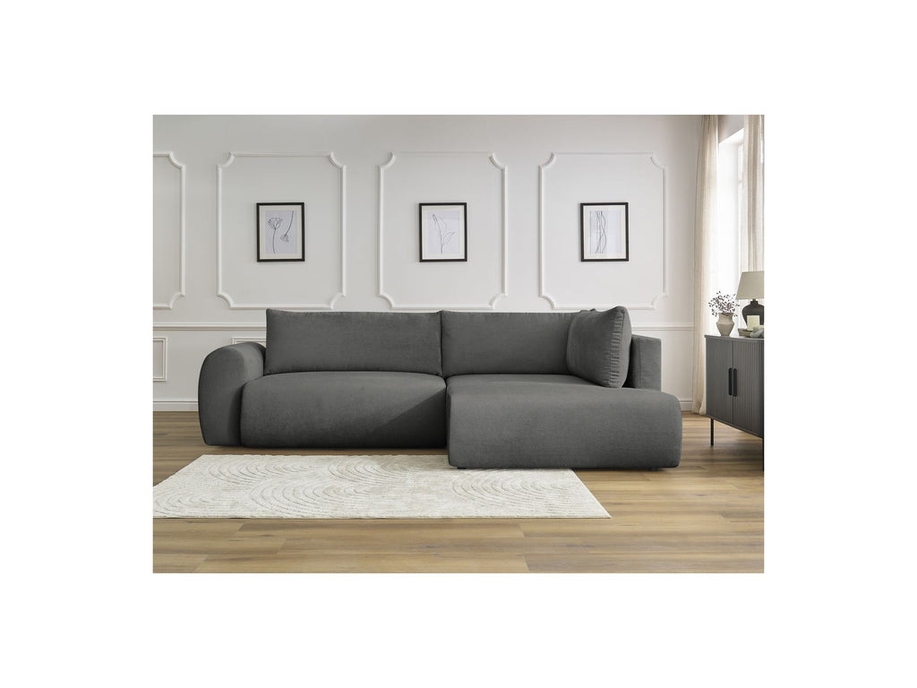 Lucien - Canapé D'Angle L Convertible Coffre - Tissu Lisse - Angle Droit