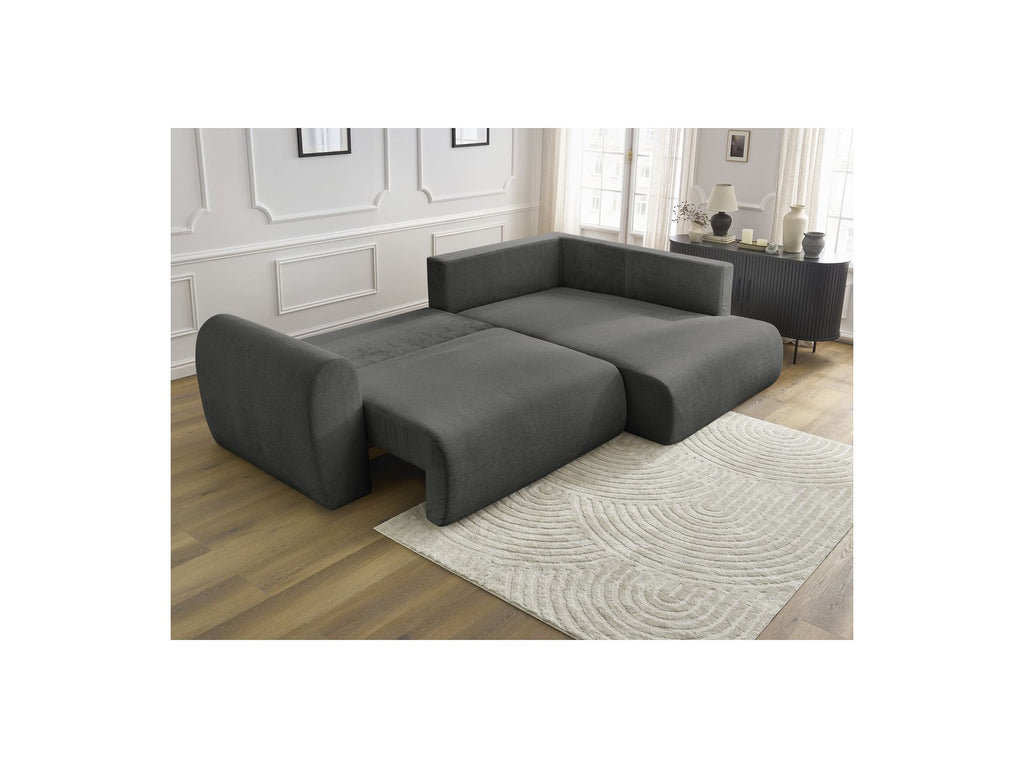 Lucien - Canapé D'Angle L Convertible Coffre - Tissu Lisse - Angle Droit