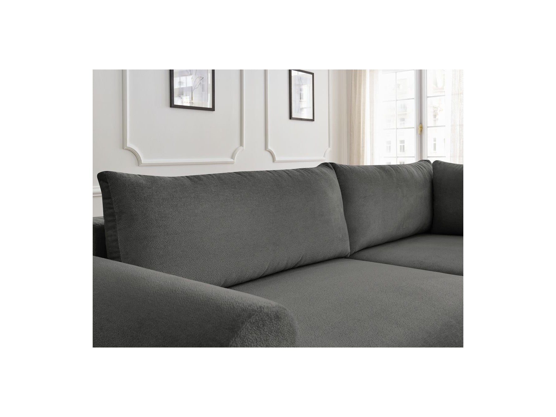 Lucien - Canapé D'Angle L Convertible Coffre - Tissu Lisse - Angle Droit