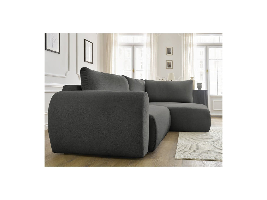Lucien - Canapé D'Angle L Convertible Coffre - Tissu Lisse - Angle Droit