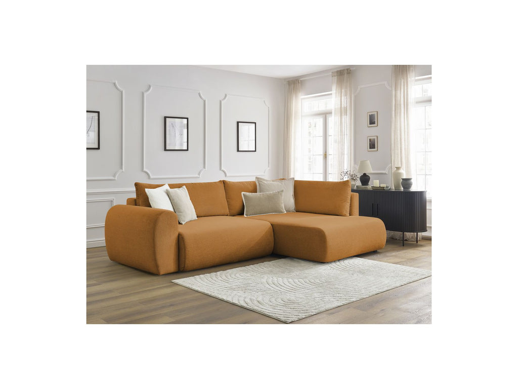Lucien - Canapé D'Angle L Convertible Coffre - Tissu Lisse - Angle Droit