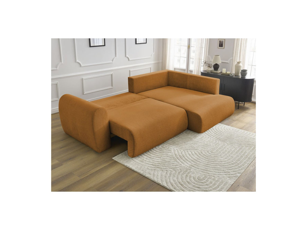 Lucien - Canapé D'Angle L Convertible Coffre - Tissu Lisse - Angle Droit