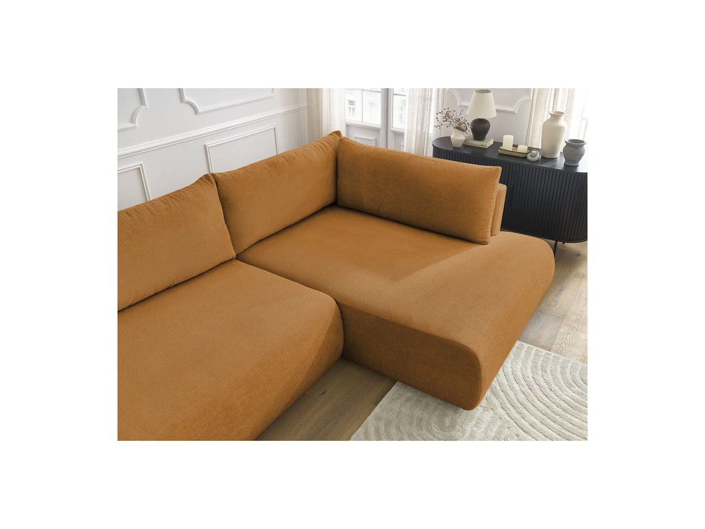 Lucien - Canapé D'Angle L Convertible Coffre - Tissu Lisse - Angle Droit
