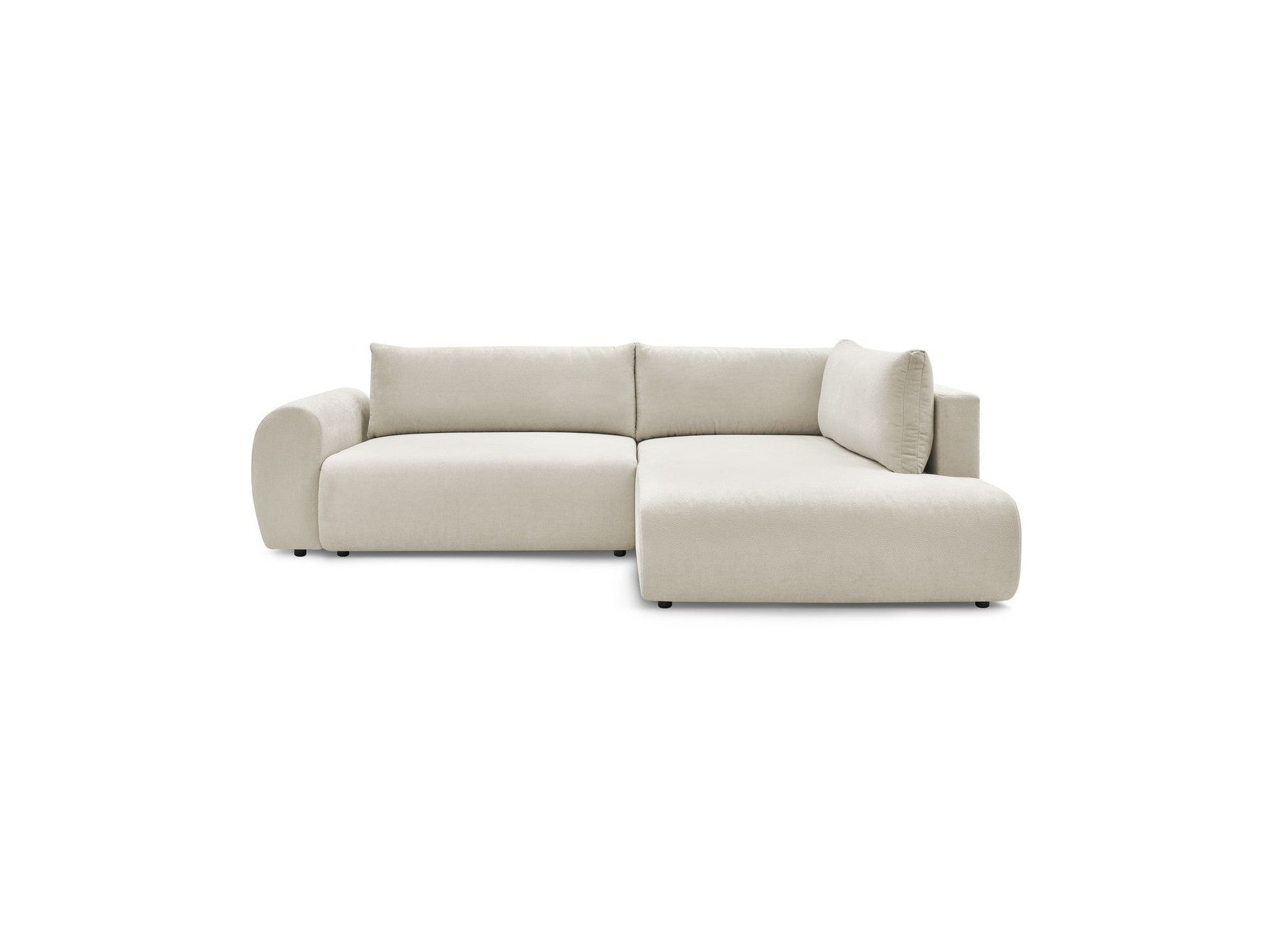 Lucien - Canapé D'Angle L Convertible Coffre - Tissu Lisse - Angle Droit