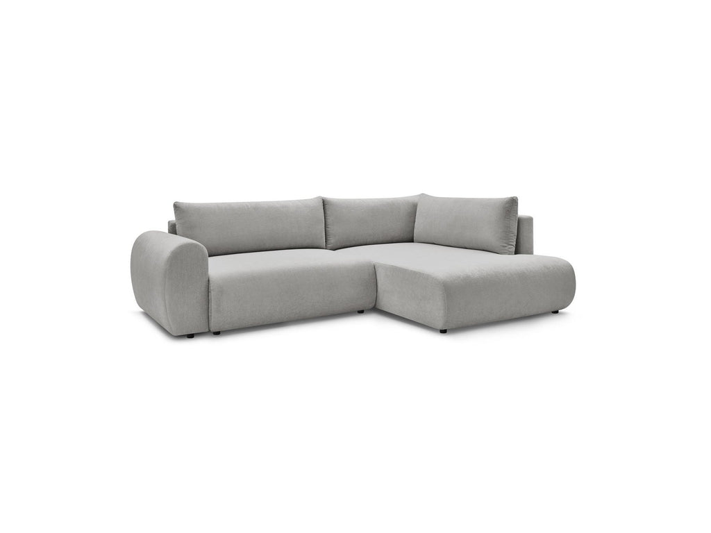 Lucien - Canapé D'Angle L Convertible Coffre - Tissu Lisse - Angle Droit