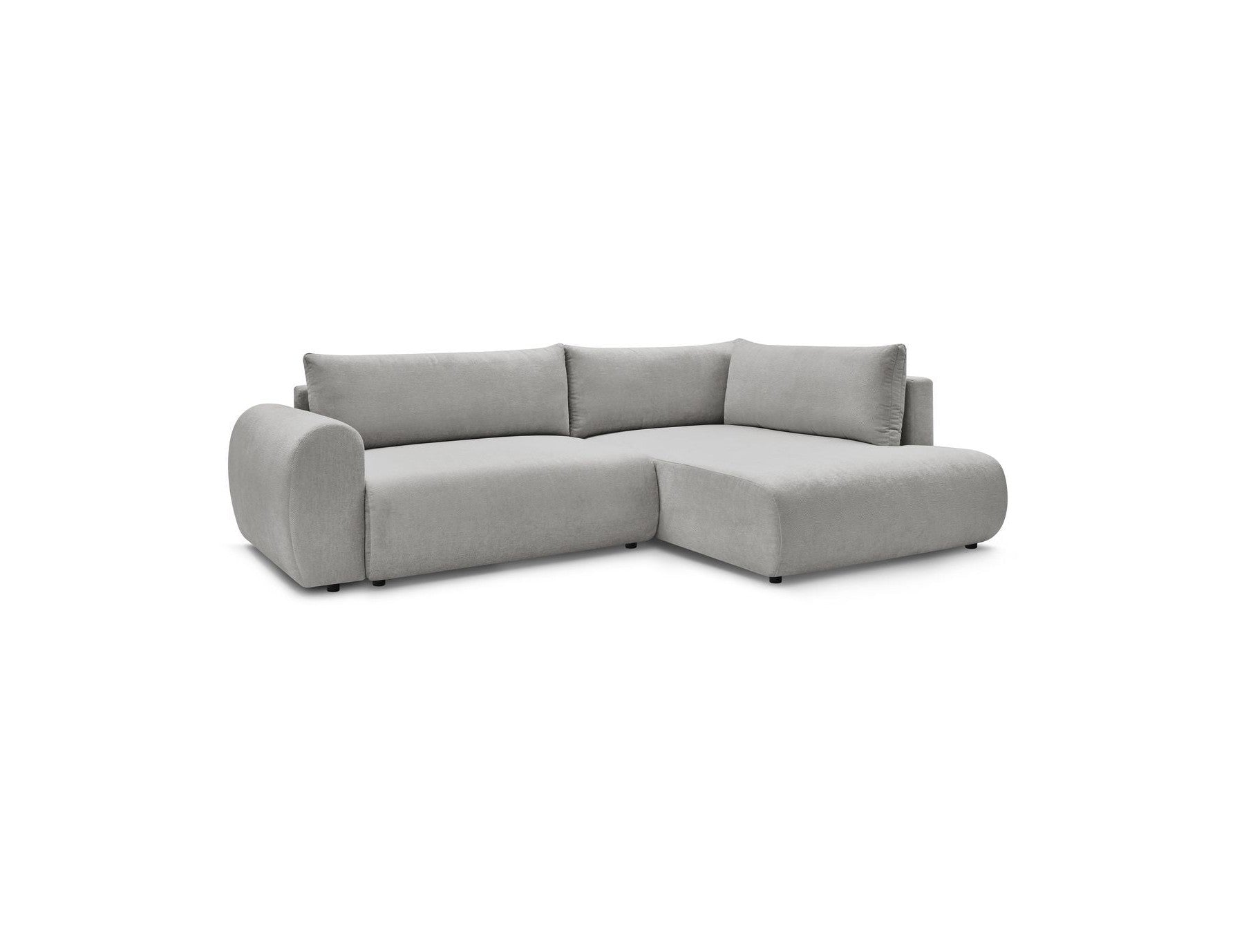 Lucien - Canapé D'Angle L Convertible Coffre - Tissu Lisse - Angle Droit