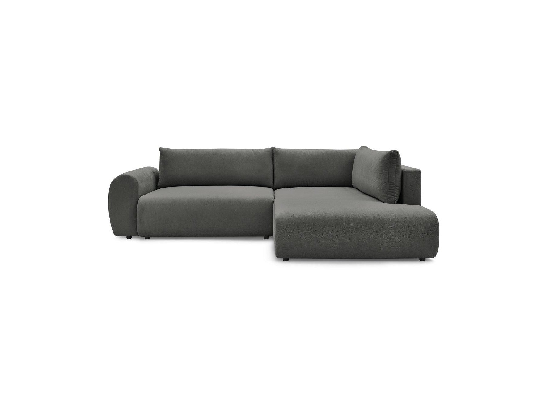 Lucien - Canapé D'Angle L Convertible Coffre - Tissu Lisse - Angle Droit