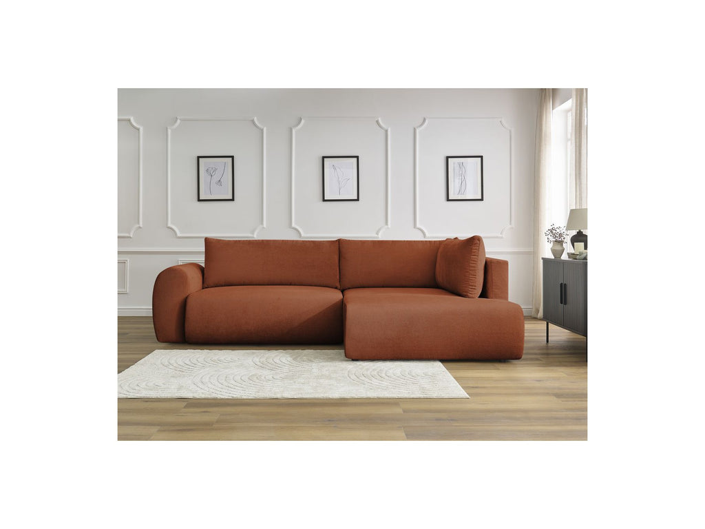 Lucien - Canapé D'Angle L Convertible Coffre - Tissu Lisse - Angle Droit