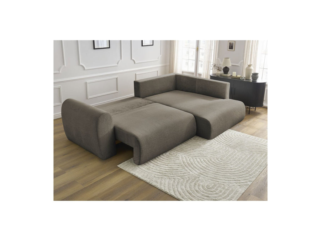 Lucien - Canapé D'Angle L Convertible Coffre - Tissu Lisse - Angle Droit