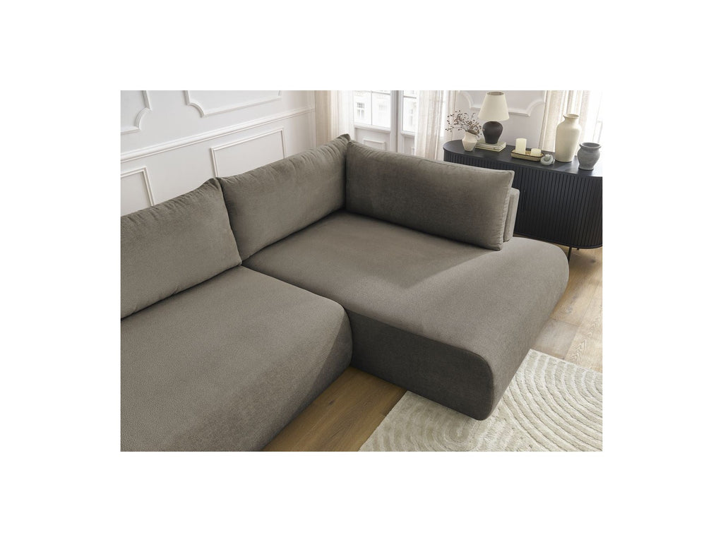 Lucien - Canapé D'Angle L Convertible Coffre - Tissu Lisse - Angle Droit