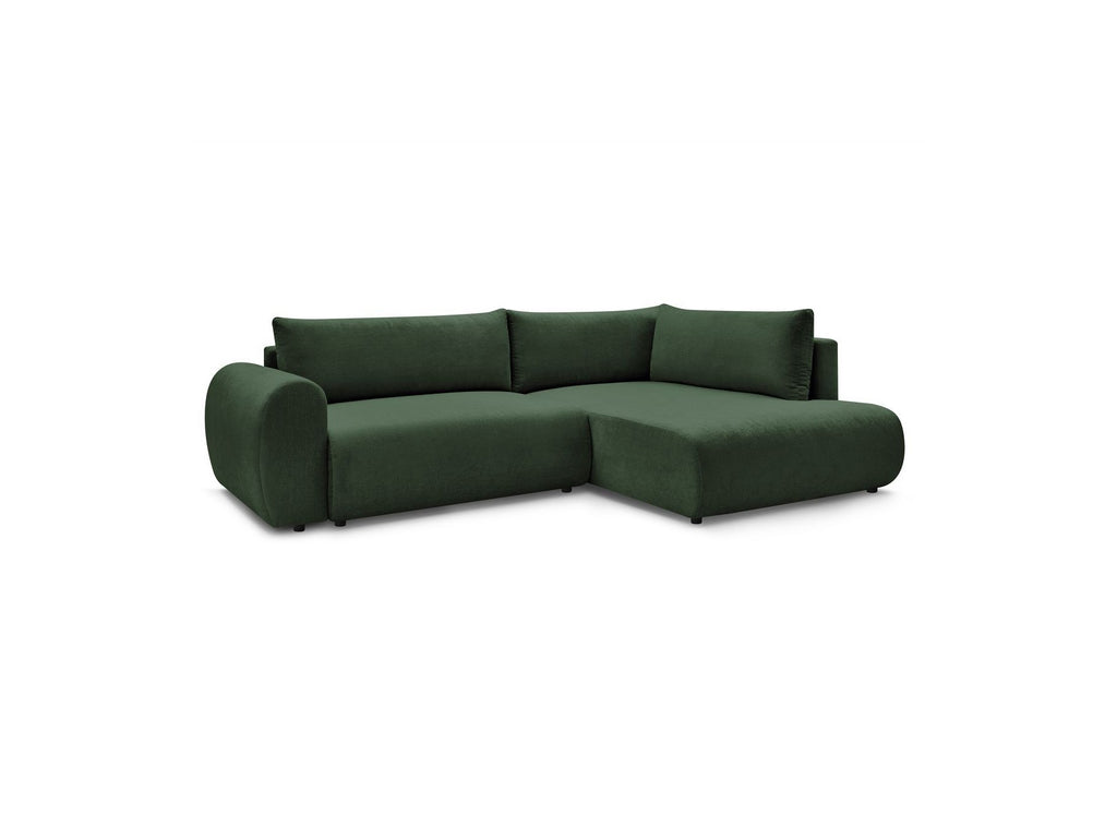 Lucien - Canapé D'Angle L Convertible Coffre - Tissu Lisse - Angle Droit