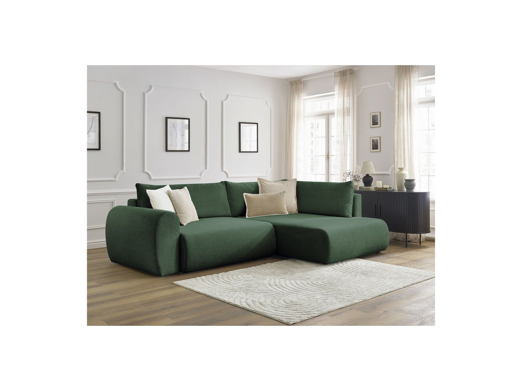 Lucien - Canapé D'Angle L Convertible Coffre - Tissu Lisse - Angle Droit