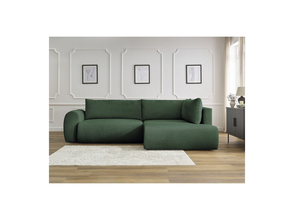 Lucien - Canapé D'Angle L Convertible Coffre - Tissu Lisse - Angle Droit